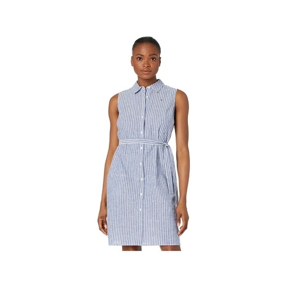 NWOT Tommy Hilfiger 
Simple Cotton Stripe Shirt
Dress Size Small Blue White - Picture 2 of 8